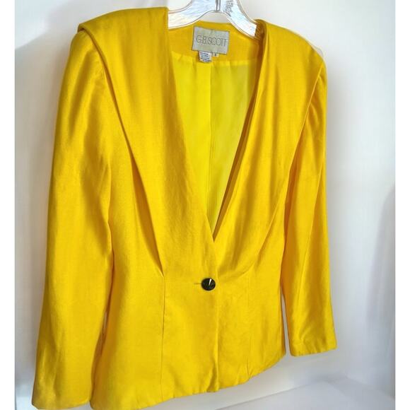 VTG 80s G.B. Scott Blazer Linen Blend Old Money Inspired By Princess Diana Sz 8 - Picture 1 of 11